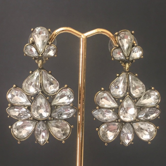 Sugarfix clear rhinestone earrings, pierced, 2” drop, high quality, sparkling - Picture 3 of 9